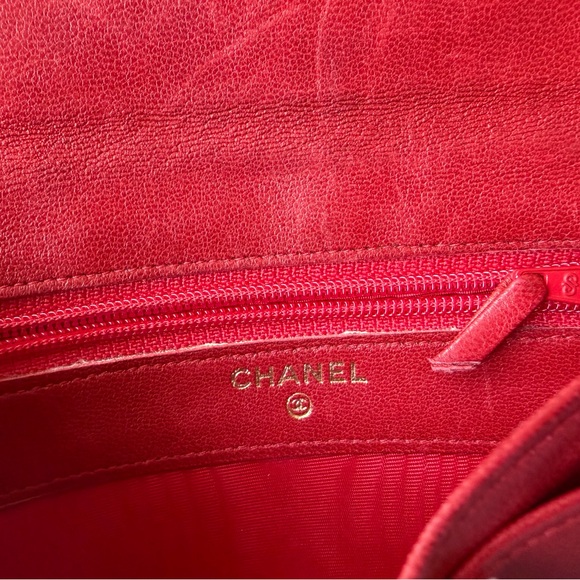 SOLD Vintage CHANEL Red Leather Wallet Made in France Hologram - Picture 4 of 10